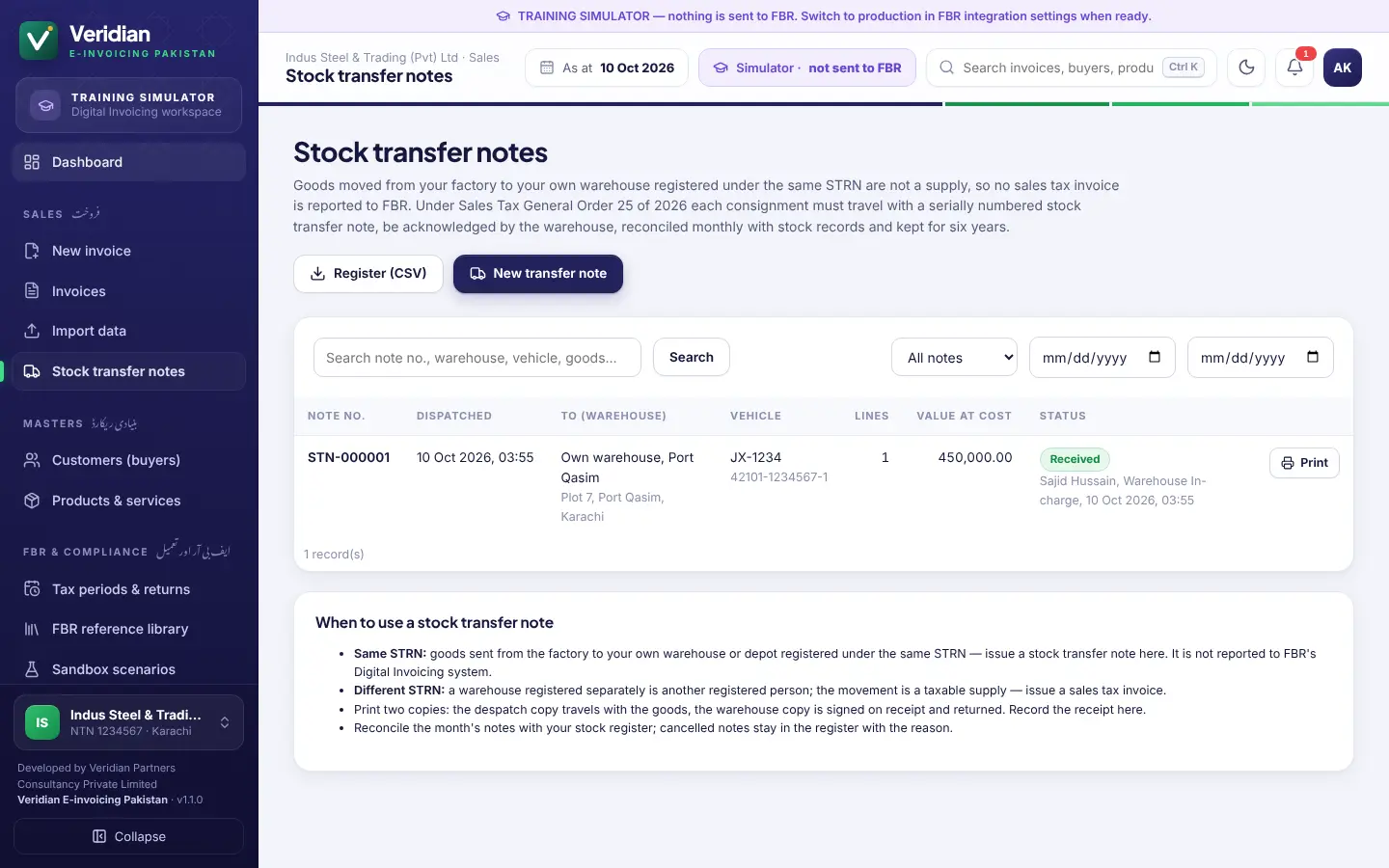 Stock transfer notes (STGO 25 of 2026)
